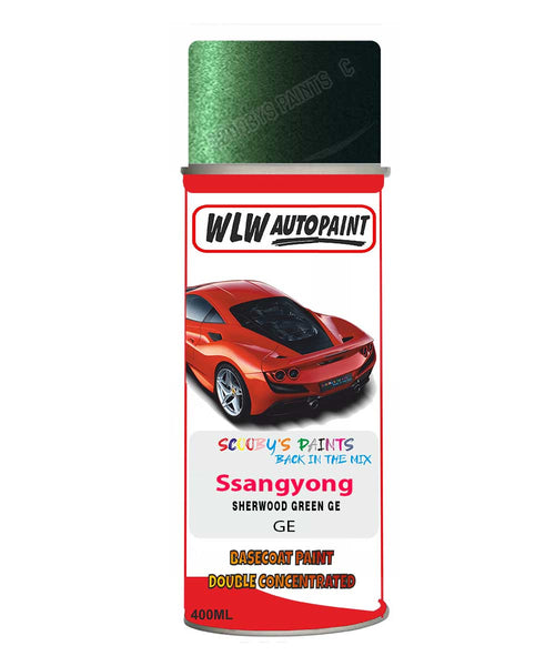 Aerosol Spray Paint For Ssangyong Musso Sherwood Green Code Ge