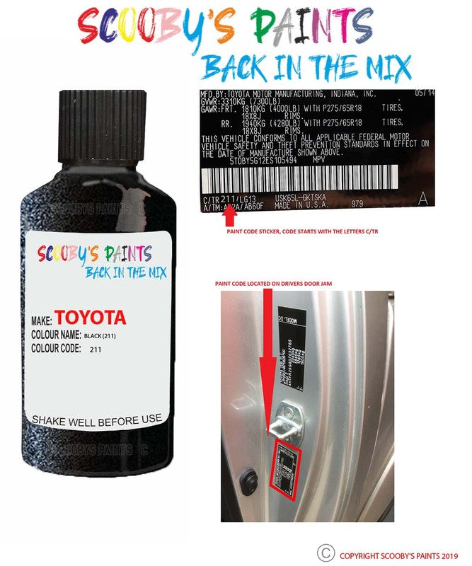 Paint For Toyota Aygo Black Code 211 Touch Up Paint Scratch Stone