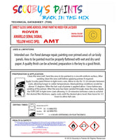 Rover AMARILLO SENAL SIGNAL YELLOW 445CC OPEL Spray or Brush Paint For Classic Rover Model Metro Restore my Old Rover