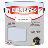 Denny's Floor Paint For Garages Colour- Aero Coolant Blue - Oilproof Tyre-Tough Hardwearing