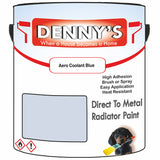Denny's High Temp Paint For Boilers Colour- Aero Coolant Blue - Heatproof Anti-Rust Longlife