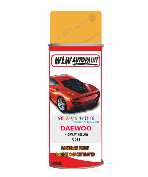 Daewoo Highway Yellow Aerosol Spray Paint Code 52U Basecoat Spray Paint