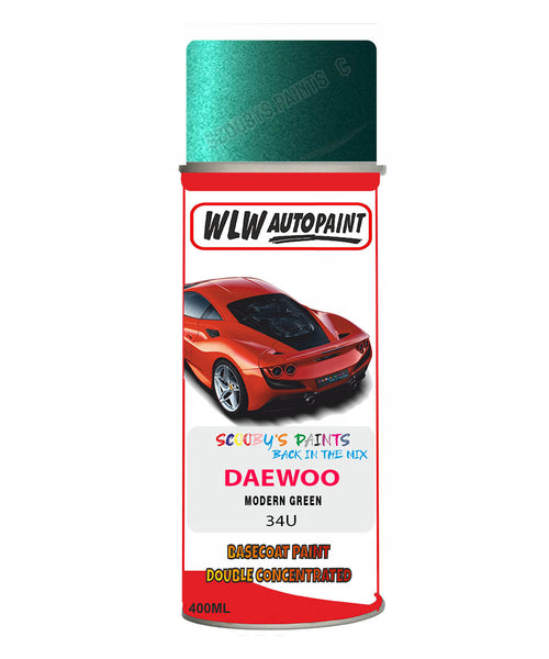 Daewoo Modern Green Aerosol Spray Paint Code 34U Basecoat Spray Paint