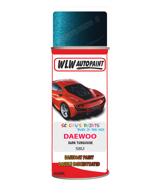 Daewoo Dark Turquoise Aerosol Spray Paint Code 58U Basecoat Spray Paint