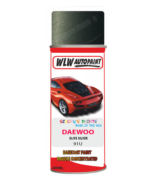 Daewoo Olive Silver Aerosol Spray Paint Code 91U Basecoat Spray Paint