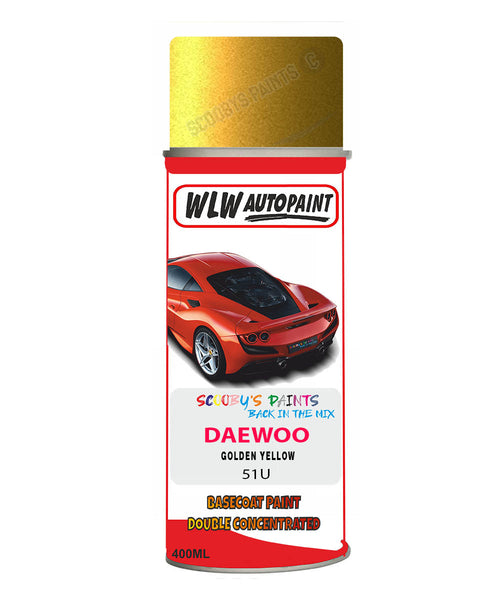 Daewoo Golden Yellow Aerosol Spray Paint Code 51U Basecoat Spray Paint