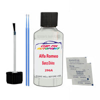 Alfa Romeo Bianco Divino Touch Up Paint Code 296A Scratch Repair Kit