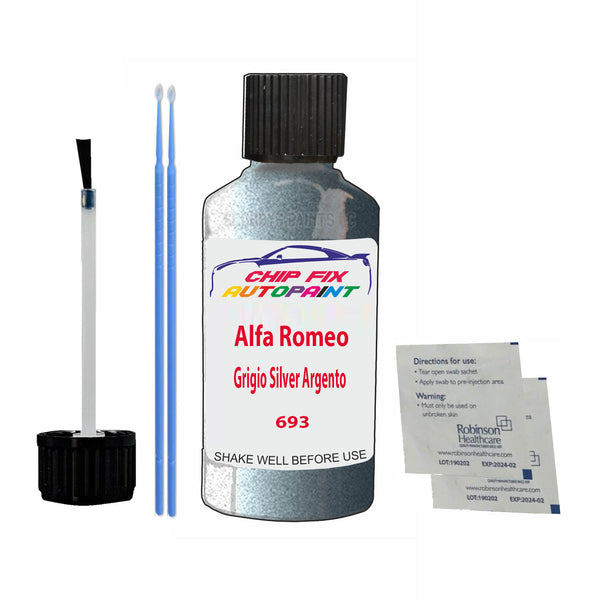 Alfa Romeo Grigio Silver Argento Touch Up Paint Code 693 Scratch Repair Kit