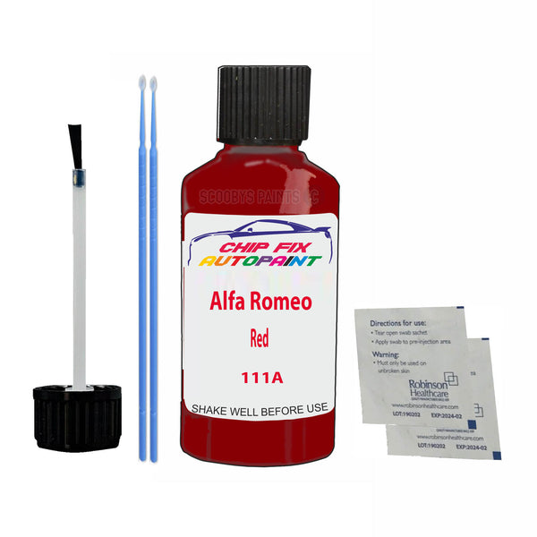 Alfa Romeo Red Touch Up Paint Code 111A Scratch Repair Kit