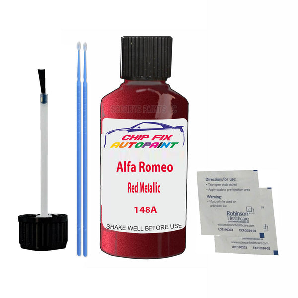Alfa Romeo Red Metallic Touch Up Paint Code 148A Scratch Repair Kit