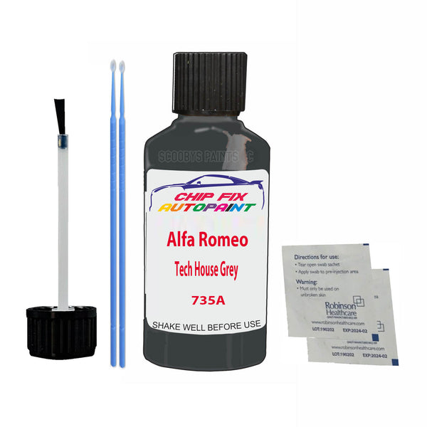 Alfa Romeo Tech House Grey Touch Up Paint Code 735A Scratch Repair Kit