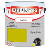 Denny's Floor Paint For Garages Colour- Alloy Yellow - Oilproof Tyre-Tough Hardwearing