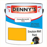 Denny's Emulsion Paint For Ceilings Colour- Primrose Morning Soft Yellow - Matte Low-Splatter Stain-Hide Bright