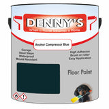 Denny's Floor Paint For Sheds Colour- Anchor Compressor Blue - Durable Anti-Slip Weatherproof