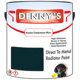 Denny's High Temp Paint For Pipes Colour- Anchor Compressor Blue - Heatproof Corrosionguard Durable