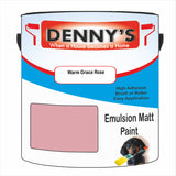 Denny's Emulsion Paint For Ceilings Colour- Warm Grace Rose - Matte Low-Splatter Stain-Hide Bright