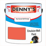 Denny's Emulsion Paint For Walls Colour- Rust Sunset Soft Orange - Matte Wipe-Clean Durable Coverage