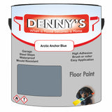 Denny's Floor Paint For Garages Colour- Arctic Anchor Blue - Oilproof Tyre-Tough Hardwearing