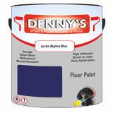 Denny's Floor Paint For Garages Colour- Arctic Skyline Blue - Oilproof Tyre-Tough Hardwearing