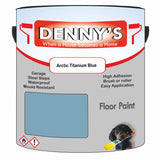 Denny's Floor Paint For Garages Colour- Arctic Titanium Blue - Oilproof Tyre-Tough Hardwearing