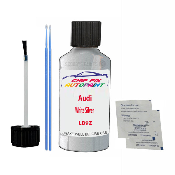 Audi White Silver Touch Up Paint Code LB9Z Scratch Repair Kit