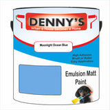 Denny's Emulsion Paint For Ceilings Colour- Moonlight Ocean Blue - Matte Low-Splatter Stain-Hide Bright