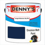 Denny's Emulsion Paint For Ceilings Colour- Twilight Reflection Sky Blue - Matte Low-Splatter Stain-Hide Bright