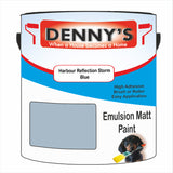 Denny's Emulsion Paint For Ceilings Colour- Harbour Reflection Storm Blue - Matte Low-Splatter Stain-Hide Bright