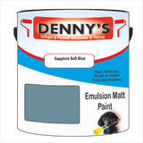 Denny's Emulsion Paint For Ceilings Colour- Sapphire Soft Blue - Matte Low-Splatter Stain-Hide Bright