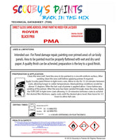 Rover BLACK PMA Spray or Brush Paint For Classic Rover Model Metro Restore my Old Rover