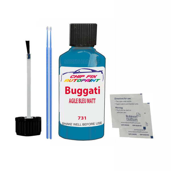 Bugatti ALL MODELS AGILE BLEU MATT Touch Up Paint Code 731 Scratch Repair Paint