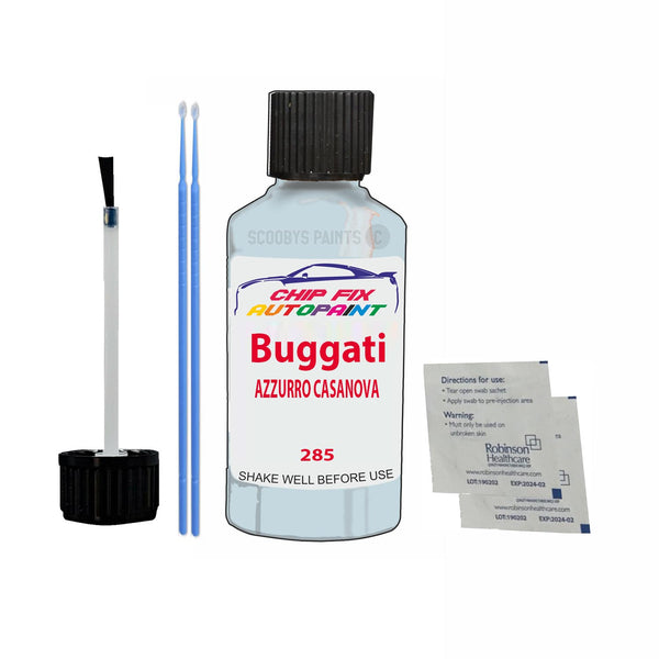 Bugatti ALL MODELS AZZURRO CASANOVA Touch Up Paint Code 285 Scratch Repair Paint