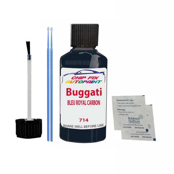 Bugatti ALL MODELS BLEU ROYAL CARBON Touch Up Paint Code 714 Scratch Repair Paint