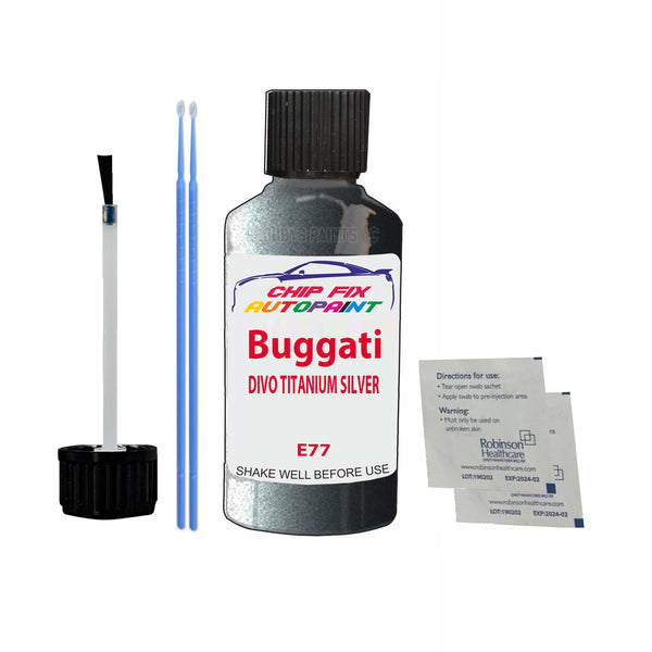 Bugatti ALL MODELS DIVO TITANIUM SILVER Touch Up Paint Code E77 Scratch Repair Paint