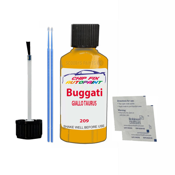 Bugatti ALL MODELS GIALLO TAURUS Touch Up Paint Code 209 Scratch Repair Paint