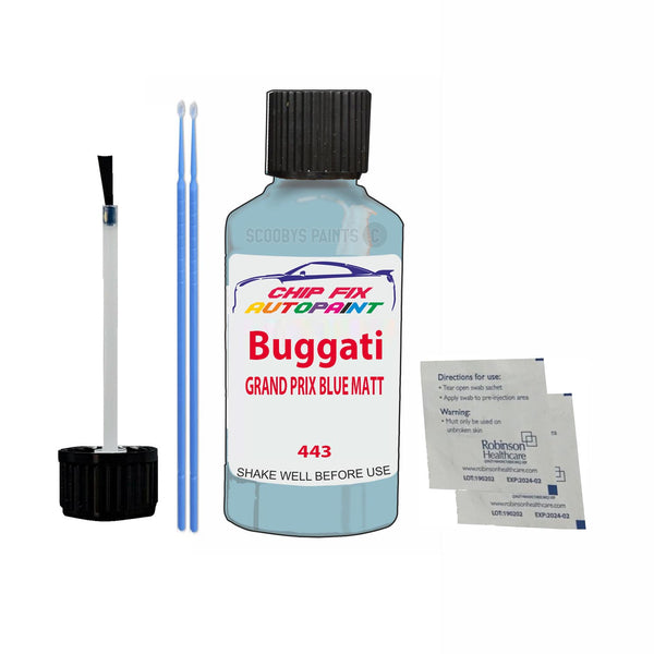 Bugatti ALL MODELS GRAND PRIX BLUE MATT Touch Up Paint Code 443 Scratch Repair Paint