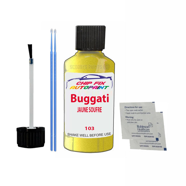 Bugatti ALL MODELS JAUNE SOUFRE Touch Up Paint Code 103 Scratch Repair Paint