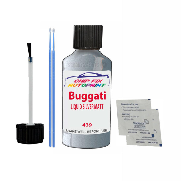 Bugatti ALL MODELS LIQUID SILVER MATT Touch Up Paint Code 439 Scratch Repair Paint