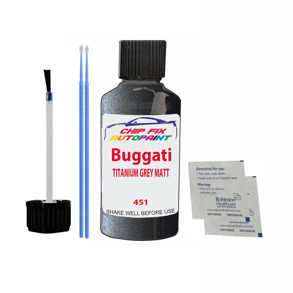 Bugatti ALL MODELS TITANIUM GREY MATT Touch Up Paint Code 451 Scratch Repair Paint