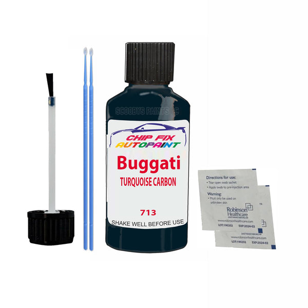 Bugatti ALL MODELS TURQUOISE CARBON Touch Up Paint Code 713 Scratch Repair Paint