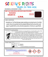 Austin BURGUNDY CPA Spray or Brush Paint For Classic Austin Model Metro Restore my Old Austin