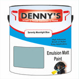 Denny's Emulsion Paint For Ceilings Colour- Serenity Moonlight Blue - Matte Low-Splatter Stain-Hide Bright