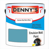 Denny's Emulsion Paint For Ceilings Colour- Horizon Sky Storm Blue - Matte Low-Splatter Stain-Hide Bright