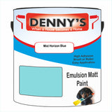 Denny's Emulsion Paint For Ceilings Colour- Mist Horizon Blue - Matte Low-Splatter Stain-Hide Bright