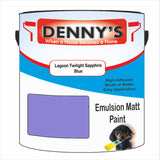 Denny's Emulsion Paint For Ceilings Colour- Lagoon Twilight Sapphire Blue - Matte Low-Splatter Stain-Hide Bright