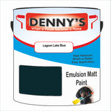 Denny's Emulsion Paint For Ceilings Colour- Lagoon Lake Blue - Matte Low-Splatter Stain-Hide Bright