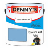 Denny's Emulsion Paint For Ceilings Colour- Evening Reflection Blue - Matte Low-Splatter Stain-Hide Bright
