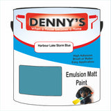 Denny's Emulsion Paint For Walls Colour- Harbour Lake Storm Blue - Matte Wipe-Clean Durable Coverage
