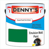 Denny's Emulsion Paint For Ceilings Colour- Forest Fresh Fern Green - Matte Low-Splatter Stain-Hide Bright