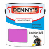 Denny's Emulsion Paint For Ceilings Colour- Fuchsia Vivid Magenta - Matte Low-Splatter Stain-Hide Bright